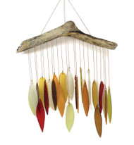 Blue Handworks Autumn Leaves & Driftwood Glass Wind Chime