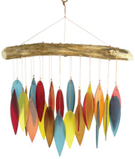 Blue Handworks Santa Fe Colors Leaves & Driftwood Glass Wind Chime