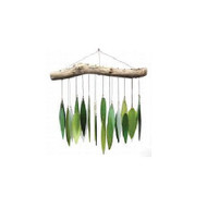 Blue Handworks Spring Leaves & Driftwood Glass Wind Chime