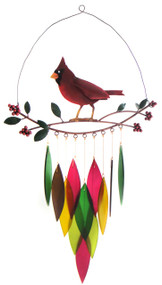 Blue Handworks Cardinal on Branch Wind Chime