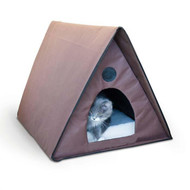 K&H Outdoor Heated Kitty A-Frame Chocolate Cat Bed 35" x 20.5" x 20" KH3992