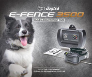 Dogtra's eF3500 containment system is an effective underground containment system with a rechargeable collar for mild to stubborn dogs.  Set custom boundaries around your property and allow your dog to be safe in your yard.

Contain your dog without the use of conventional fencing that can be chewed through, jumped over or dug under. The Dogtra e-Fence 3500 system includes 500 feet of boundary wire and 50 training flags. Purchase Dogtra Expansion kits to enclose larger areas. You may also add extra E-Fence Collars to contain an unlimited number of dogs.