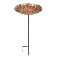 Achla Designs Solid Brass Red African Daisy Birdbath Bowl and Stake BB-09R-S