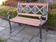 Oakland Living Triple Cross Wood and Metal Park Bench