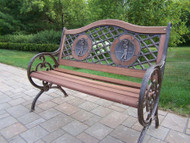 Oakland Living Double Golfer Cast Iron and Wood Park Bench