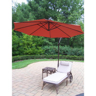 Oakland Living 3 Piece Outdoor Chaise Lounge with Cushion. Table and Burnt Orange Cantilever Umbrella