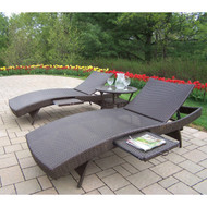 Oakland Living Elite Resin Wicker Outdoor Patio 3-Piece Chaise Lounge Set 