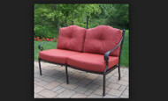 Oakland Living Berkley Deep Seating Outdoor Patio Loveseat with Red Cushions