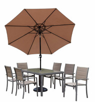 Oakland Living Padded Sling Outdoor Patio 9 Piece Dining Set with Umbrella