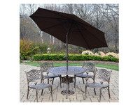 Oakland Living Capitol 7 Piece Dining Set with Umbrella(2 Color Options)