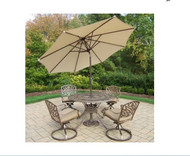 Oakland Living Mississippi 5 Piece Dining Set with Sunbrella Cushions and Umbrella (2 Color Options)