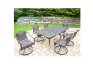 Oakland Living Tuscany 7 Piece Outdoor Dining Set with 6 Swivel Rockers