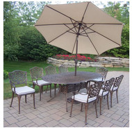 Oakland Living Mississippi 9 Piece Outdoor Dining Set with Cushions and Umbrella (2 Color Options)