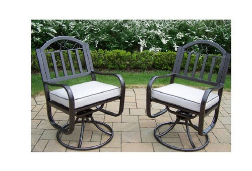 Oakland Living Rochester Metal Outdoor Rocking Chair with Beige Cushion ...