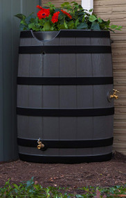 Good Ideas Rain Wizard 50-Gallon Rain Barrel with Darkened Ribs and Planter Top, Assorted Colors