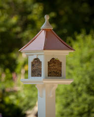 Estate Post Mount Copper Roof Bird Feeder - X-Large Capacity 16 X 16 X 26" 