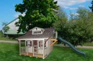 Little Cottage Company Craftsman Playhouse with Deck, Loft and Slide