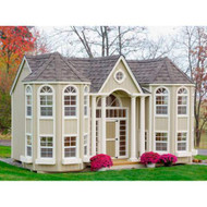 LITTLE COTTAGE COMPANY 10 FT. X 16 FT. GRAND PORTICO MANSION WOOD PLAYHOUSE PREBUILT