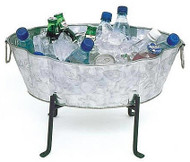 Achla Designs Embossed Galvanized Finish Tub With Stand C52CWI01