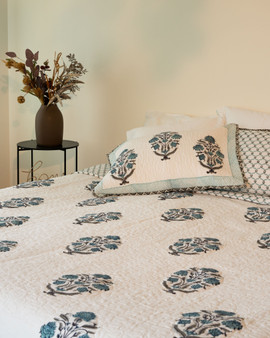 Heritage Tapestry- Hand-block printed Cotton Quilted Bedspread