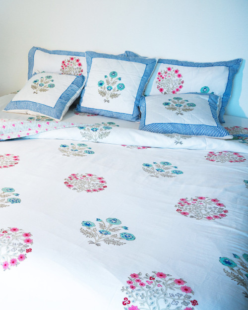 Edens Garden - Pure Cotton Hand block Printed Duvet cover (100% premium cotton, 300 TC, Super soft fabric)