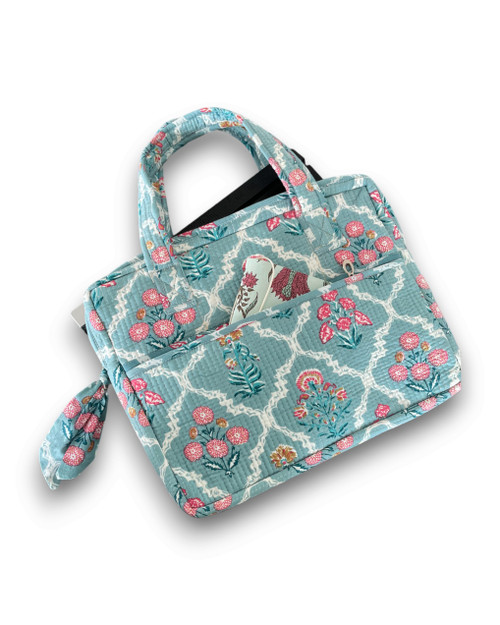 Handblock Printed Laptop Bag - Classic Damask