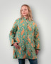 Luxury quilted reversible jacket- Aqua Floret and Spice Trail Paisley