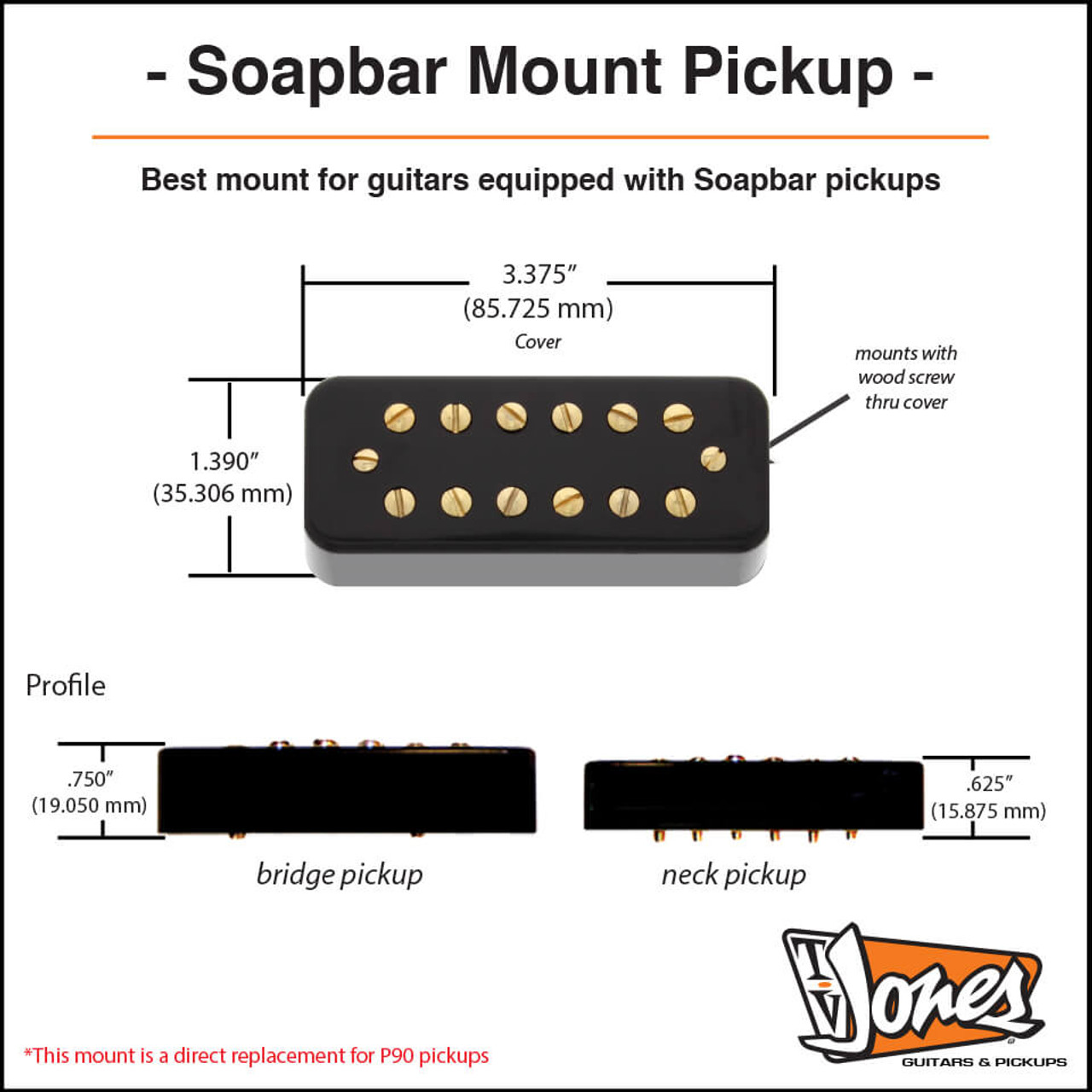 Power'Tron Bridge Pickup-Universal Mount-TV Jones