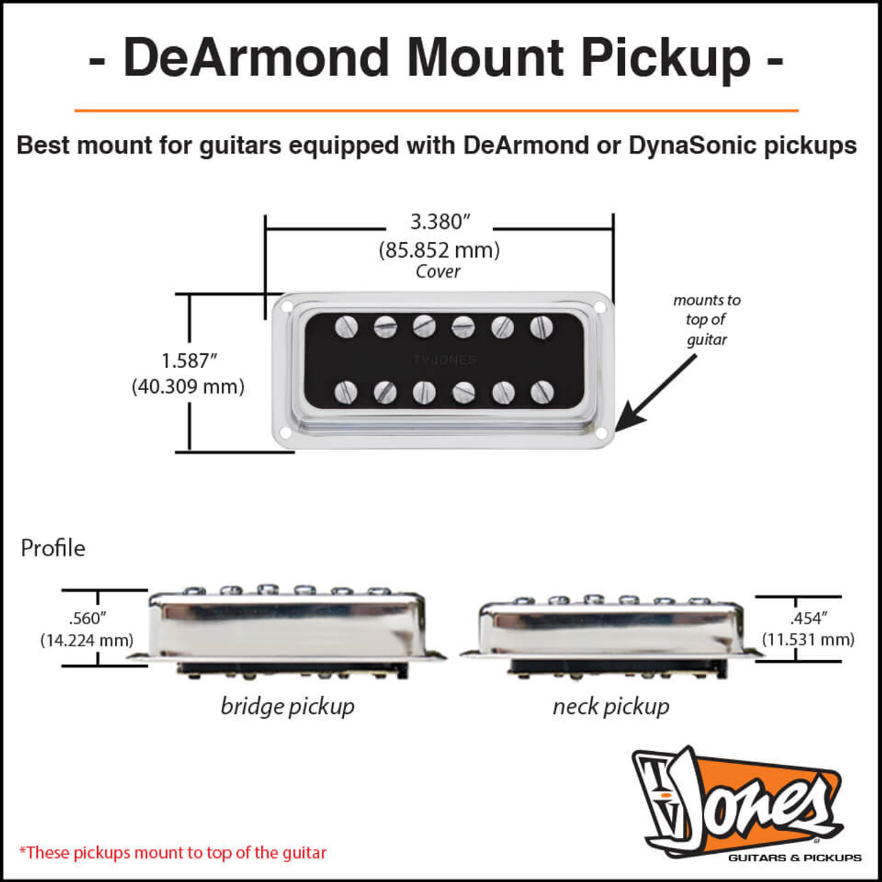 Power'Tron Plus Bridge Pickup DeArmond Mount TV Jones