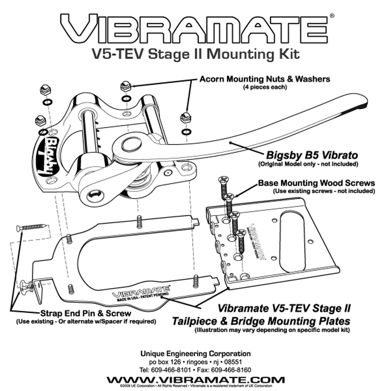 Vibramate Adapter Kit Shorty V5 Stage II Vintage Telecaster 