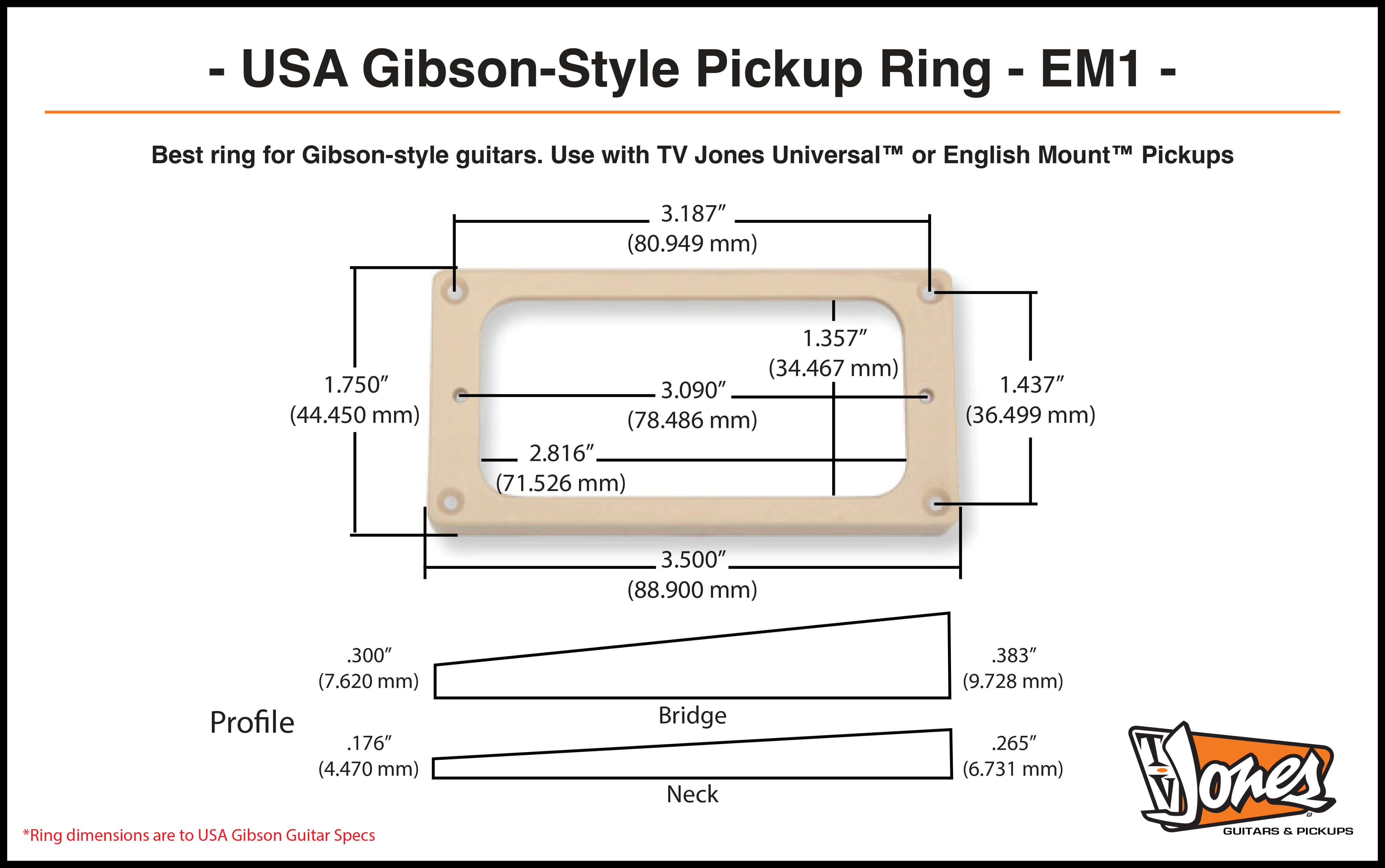 TV Jones EM1 Ring for Gibson-style guitars