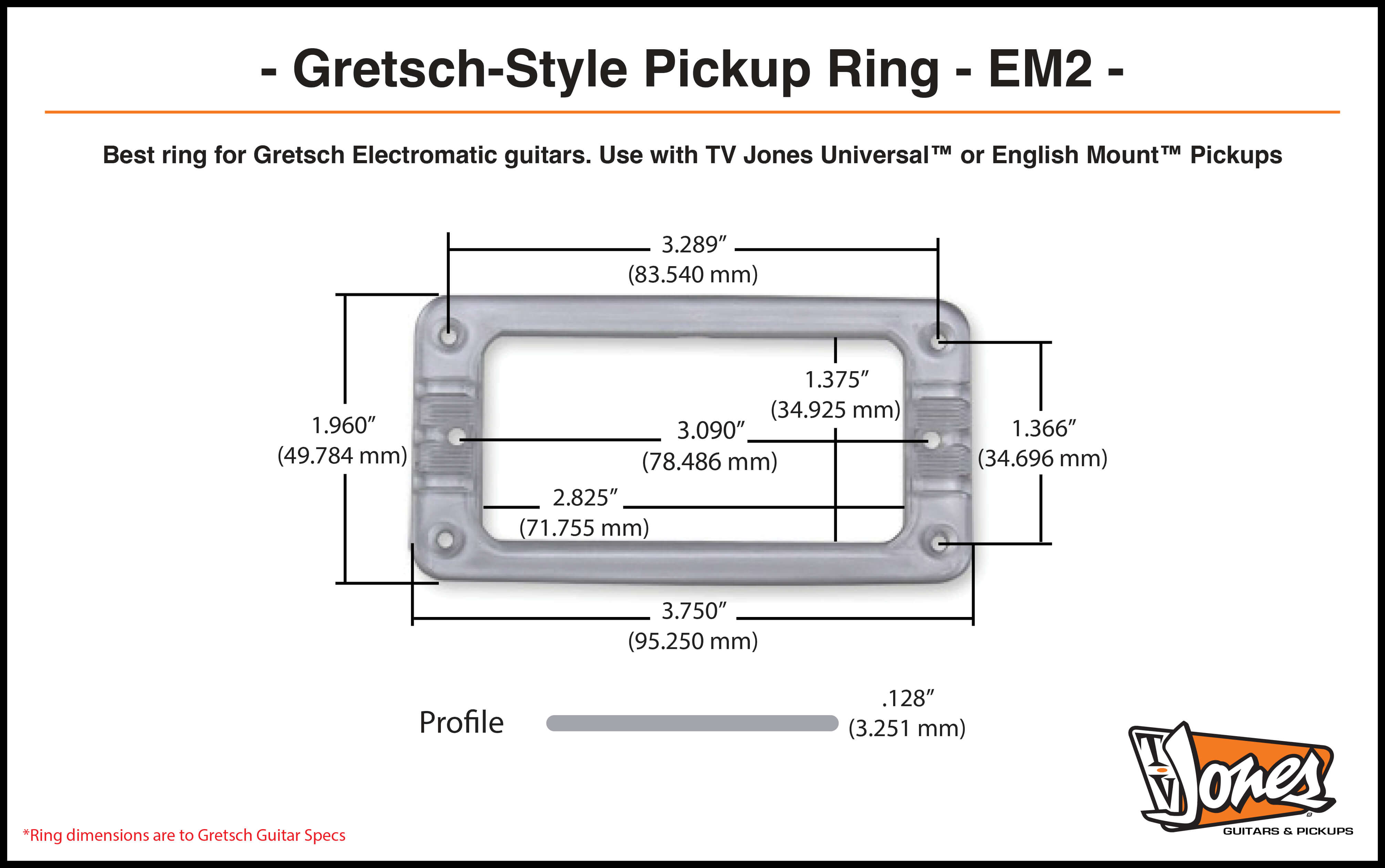 EM2 Gretsch-style Pickup Ring-TV Jones