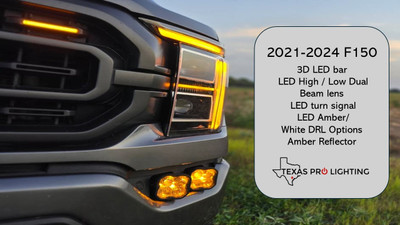 2021-2024 Ford F150 Full BI-LED Headlights With Amber/White DRL Option