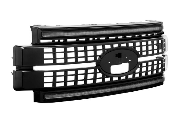 XBG LED Grille: Ford Super Duty (17-19) (Paintable-Black / Amber DRL)