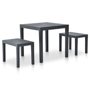  Patio Table with 2 Benches Plastic Anthracite A949-48778