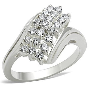 SS038 - Silver 925 Sterling Silver Ring with AAA Grade CZ  in Clear A874-SS038