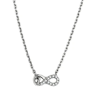 3W418 - Rhodium Brass Necklace with AAA Grade CZ  in Clear A874-3W418