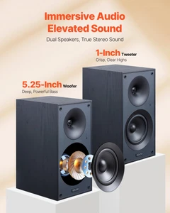  Powered Bookshelf Speakers, 25W x 2, Active Studio Monitor Speaker with 5.25 Inch Woofer, Bluetoot E415-YYSJYX525INCOYBBT001V1