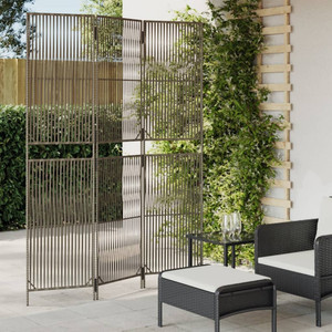  Room Divider 3 Panels Gray Poly Rattan A949-365390