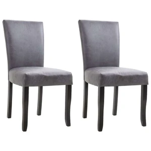  Dining Chairs 2 pcs Gray Faux Suede Leather A949-249292