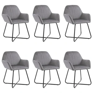  Dining Chairs 6 pcs Gray Velvet A949-277010