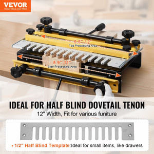  Dovetail Jig, 12 in Width, Dove Tailing Router Jigs with Router Bit & 1/2 Template, Precise Alignm E415-YWJJ12YCDYMBQRXKN001V0