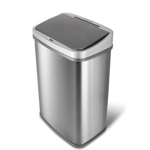 Grey 13-Gallon Stainless Steel Kitchen Trash Can with Motion Sensor Lid Q280-GRWQ7134
