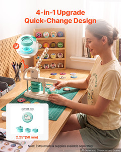  Button Maker Machine, 2.25" / 58 mm, Quick-Change Plastic Pin Maker with 100pcs Button Parts, Circ E415-KHSLKXZJYX58ASX18001V0