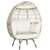 Oversized Patio Rattan Egg Lounge Chair with 4 Cushions-Light Brown - Color: Light Brown D681-HW70716+