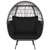 Oversized Indoor Wicker Egg Chair with Sturdy Metal Frame for Patio-Black - Color: Black D681-HW70715DK+