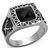 TK1356 - High polished (no plating) Stainless Steel Ring with Synthetic Synthetic Glass in Jet A874-TK1356