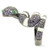 0W184 - Ruthenium Brass Ring with AAA Grade CZ  in Multi Color A874-0W184