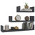  Wall Display Shelf 3 pcs Gray Engineered Wood A949-800200