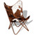  Butterfly Chair Brown and White Real Cowhide Leather A949-243696